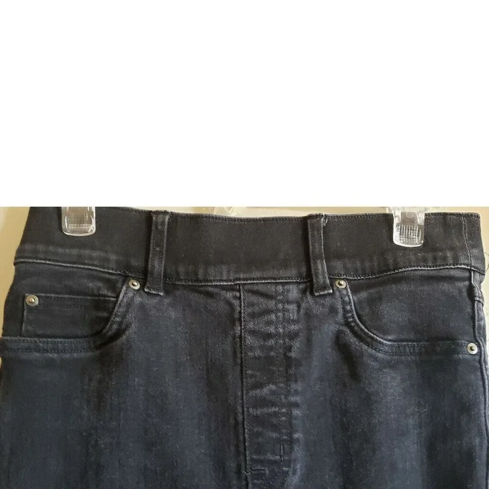 Spanx Black Pull On Denim Pants Skinny Jeggings High Waisted Womens Sz S Petite - Picture 9 of 13
